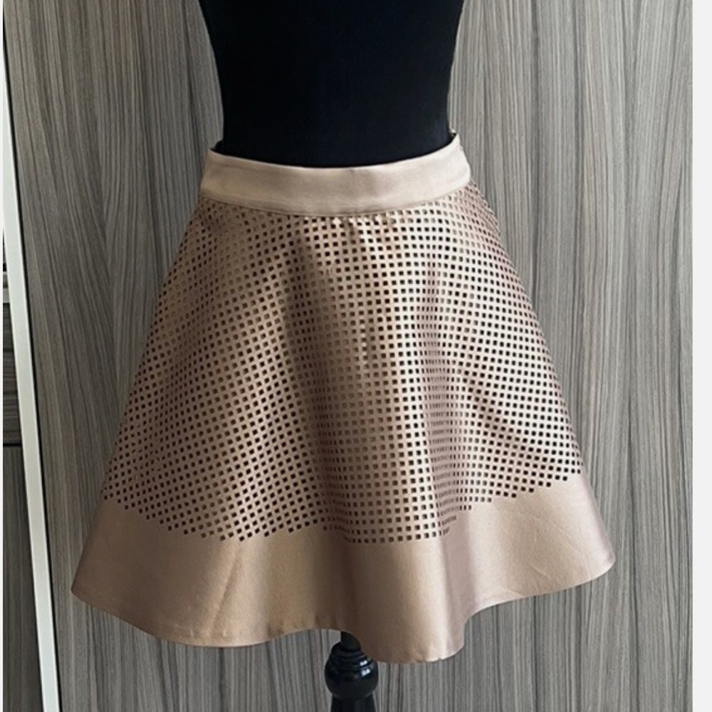 Club Monaco Beige Perforated Mini Skirt